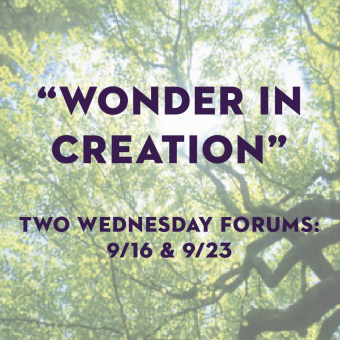 “Wonder in Creation”: Two Wednesday Forums