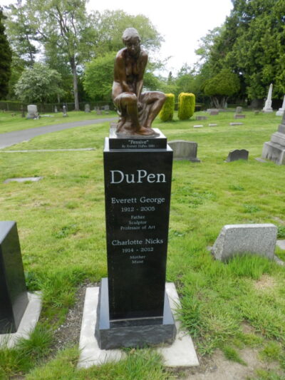 The grave of Everett DuPen, located a stone's throw from Saint Mark's in Lakeview Cemetery
